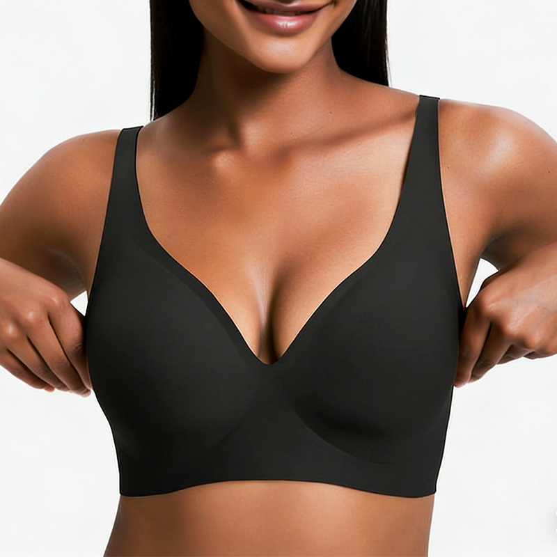 INSPIOVA Women’s Wireless Comfort Bra – Deep V Smoothing Bralette