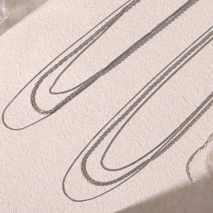 Fashionable Cuban titanium steel necklace hip-hop style multi-layer layered women's collarbone chain