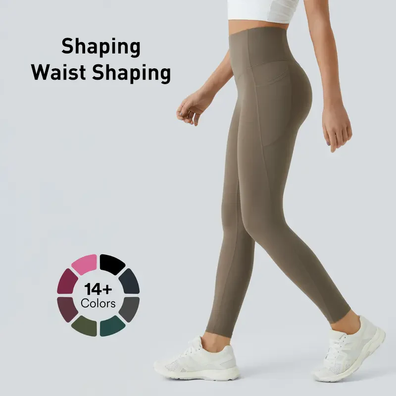 INSPIOVA  High Waisted Waist Shaping Pocket Shaping Training Leggings