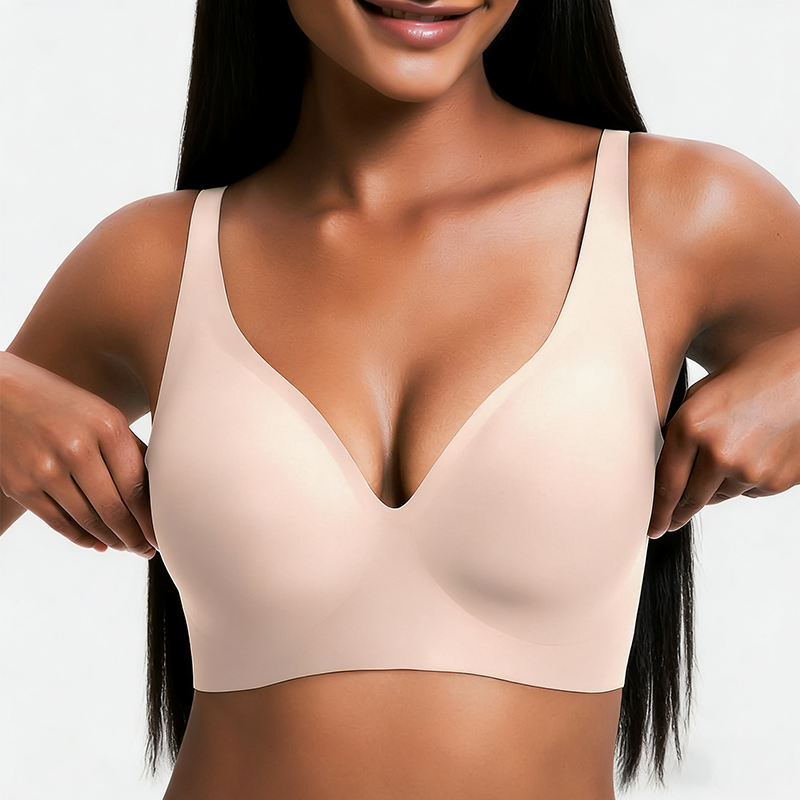 INSPIOVA Women’s Wireless Comfort Bra – Deep V Smoothing Bralette